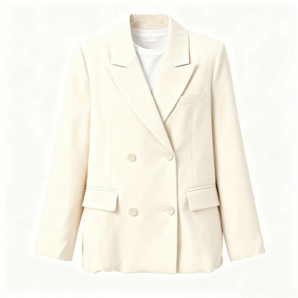 Cream Double-Breasted Blazer