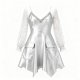 Silver Sequin-Trim Asymmetric Dress